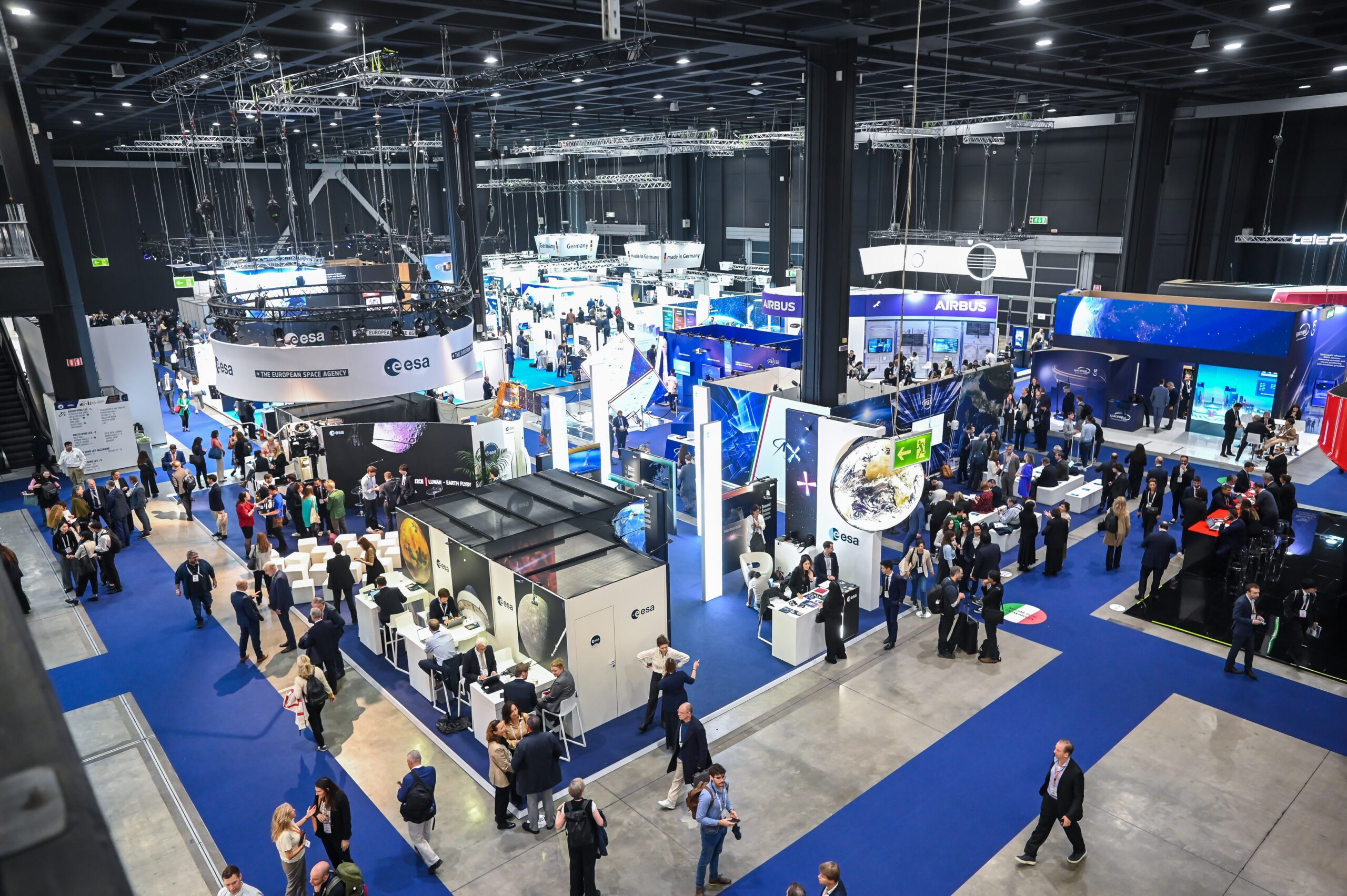 Busy conference exhibit hall